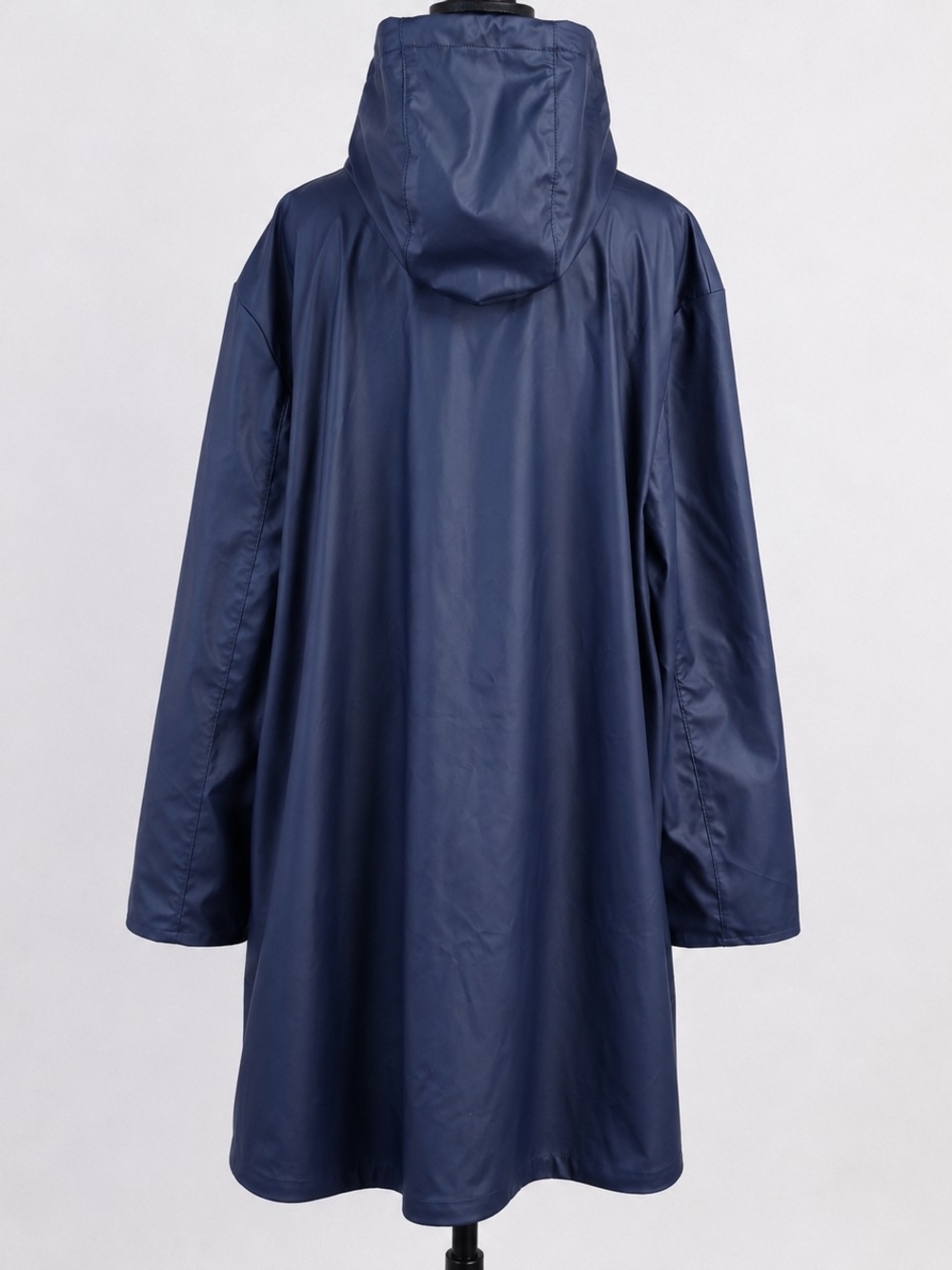 Martha Stewart 2X Long Hooded Rain Jacket Blue Waterproof Button Coat - Picture 2 of 15